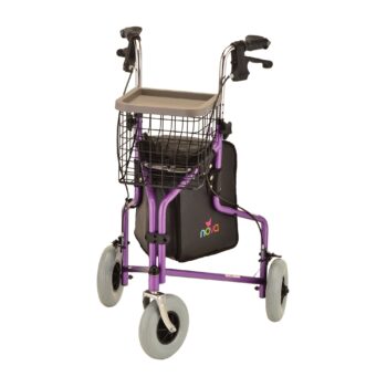 4900PL Nova 3- Wheel Walker with Basket (250 Lbs Weight Capacity ,5'4"-6'2") Purple