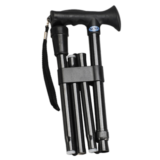 3040BK Nova Rubber Handle Folding Cane Black
