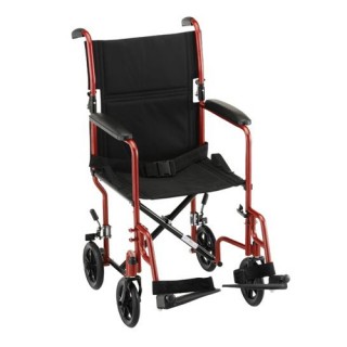329RD Nova Light Weight Transport Wheelchair 19" RED