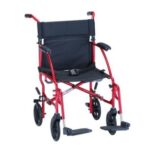 379RD Nova Ultra Light Weight Transport Wheelchair (300 Lbs Weight Capacity) Weighs only 19 Lbs RED
