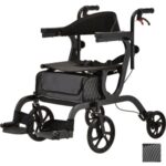 4500BK Nova Gemini 2 in 1 Rollator / Transport Chair (300 Lbs Weight Capacity) Black