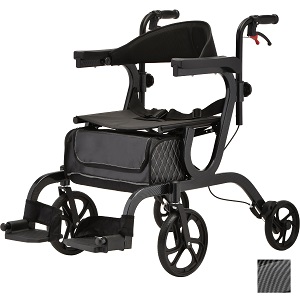 4500BK Nova Gemini 2 in 1 Rollator / Transport Chair (300 Lbs Weight Capacity) Black