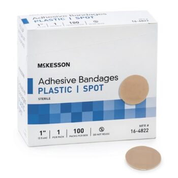 16-4822 McKesson Adhesive Spot Bandage 1" Round Box of 100