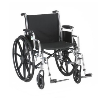5180S Nova 18" Steel Wheelchair with Footrests and Detachable Arms (300 Lbs Weight Capacity)