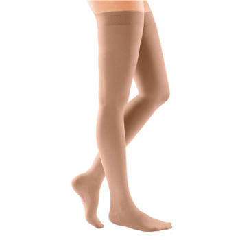 18157 Mediven Comfort Thigh High Bead Top Band CT 15-20mmHG Size 7 Ebony Compression Stockings