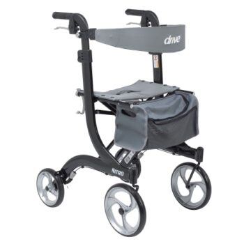 RTL10266BK-T Nitro Tall 4-Wheel Rollator Black (300 Lbs Weight Capacity)