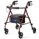 MDS86825SLR Medline Superlight Rollator, Red, Weighs only 12.6 pounds, Weight Capacity 250 Lbs