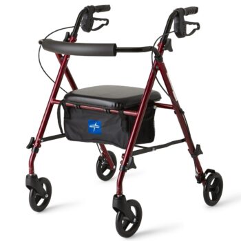MDS86825SLR Medline Superlight Rollator, Red, Weighs only 12.6 pounds, Weight Capacity 250 Lbs