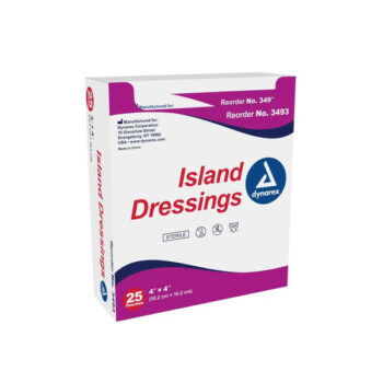 3493 Dynarex Island Dressing 4"x4" Box of 25