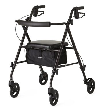 MDS86825SLBLK Medline Superlight Rollator, Black, Weighs only 12.6 pounds, Weight Capacity 250 Lbs