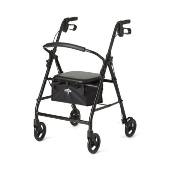 MDS86830EBLS Medline Basic 4-Wheel Walker with 6" Wheels, Black (300lb cap)