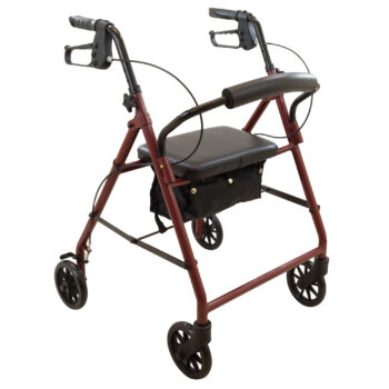 RLS6BG-KD ProBasics Basic 4-Wheel Walker with Seat Burgundy (300 Lbs Weight Capacity)