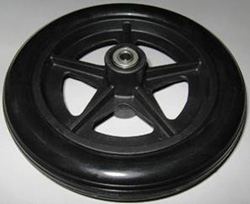 PVT-FW100 Nova 8" Black Front Wheel Replacement Part for Transport Chairs Models 330/332/348/349/352